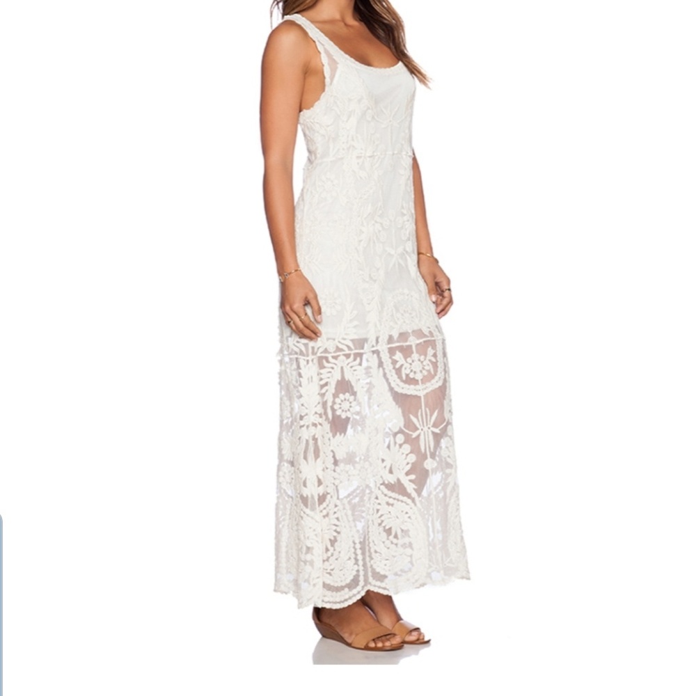 Ella Moss Cabana Lace Overlay Boho Maxi Dress Beach Coverup Wedding Dress